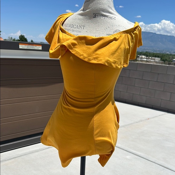 Yellow Ruched Off-Shoulder Mini Dress - Picture 5 of 17